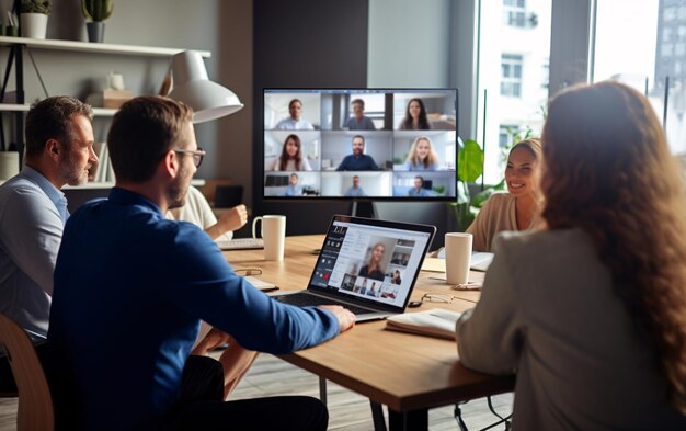 Virtual Meeting Video Conference Team working by group video call share ideas brainstorming