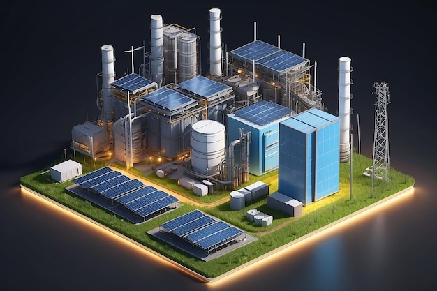 Virtual Power Plant Concept VPP Cloudbased Distributed Power Plant that Collects the Capacities of Distinct Energy Resources Distributed Generation 3D Illustration