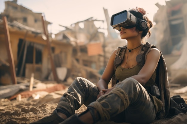 Virtual Reality Bliss in PostApocalyptic City Generative AI