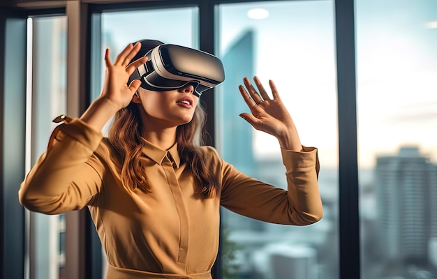 Virtual reality and business woman