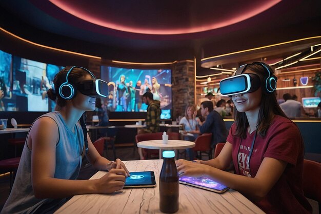 A virtual reality cafe where avatars meet and interac