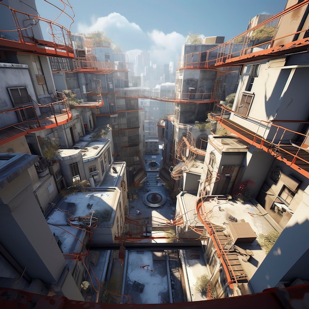 Virtual Reality Cityscape AIGenerated Futuristic Urban Simulation