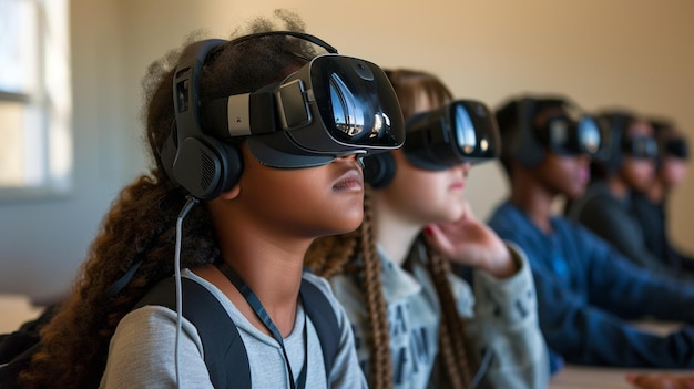 Virtual Reality Classroom With Students From Background Image