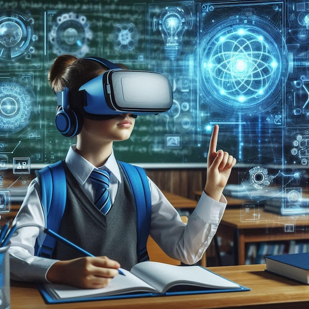 Photo virtual reality concept in the classroom