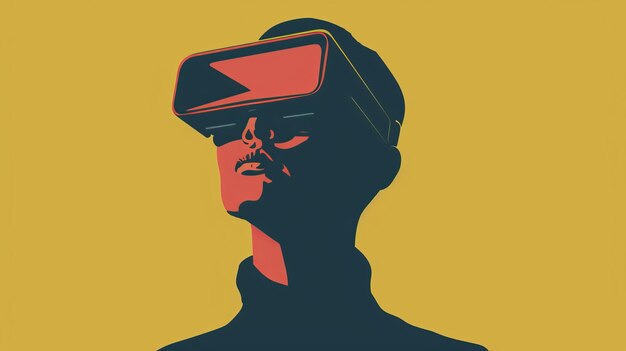 Virtual reality enthusiast retro style illustration