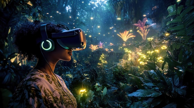 Photo virtual reality exploration in a magical forest