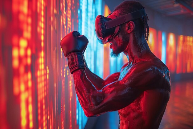 Photo a virtual reality fitness game of boxing matches