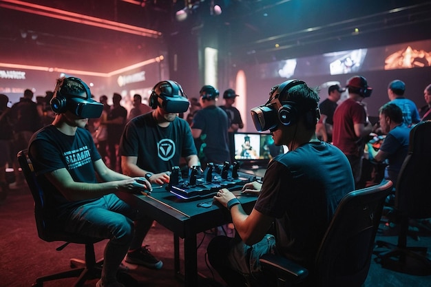 A virtual reality gaming tournament where players comp