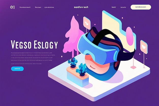 Photo virtual reality glasses headset vector design isometric virtual technology landing page