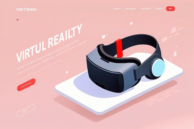 Photo virtual reality glasses headset vector design isometric virtual technology landing page