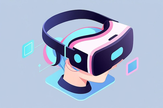 Photo virtual reality glasses headset vector design isometric virtual technology landing page