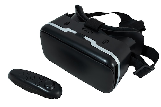 Virtual reality glasses with control on blank background