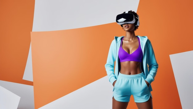 Photo virtual reality headset with vibrant sportswear