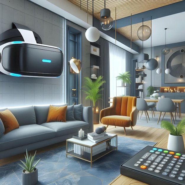 Photo virtual reality interior designmockup _ai_generated