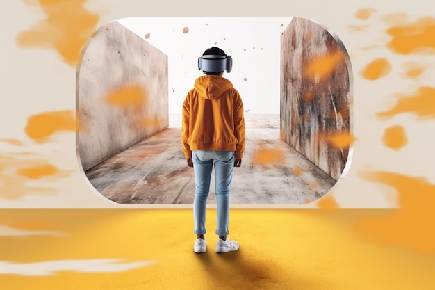 Photo virtual reality mockup for yourself in a digital worldvr mockup