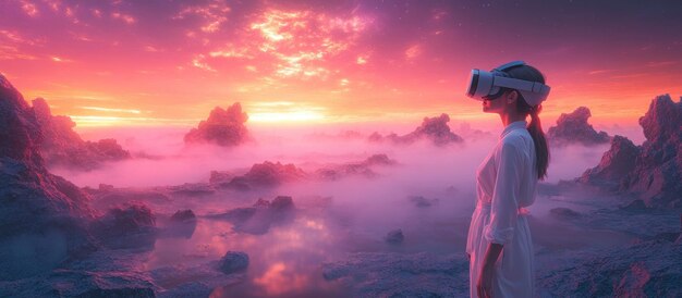 Photo virtual reality sunset