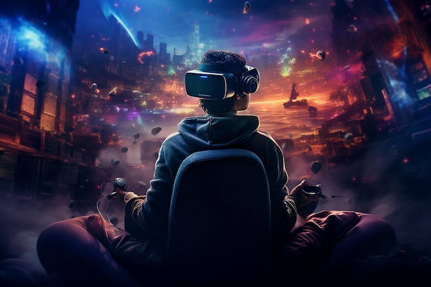 Virtual reality the user immersed in the exciting world of games