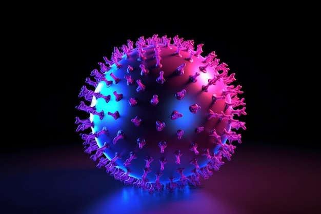 Virus ball in neon lights Generate Ai