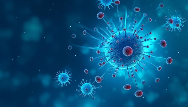 virus on blue background