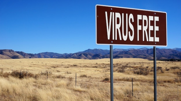 Virus free word on road sign