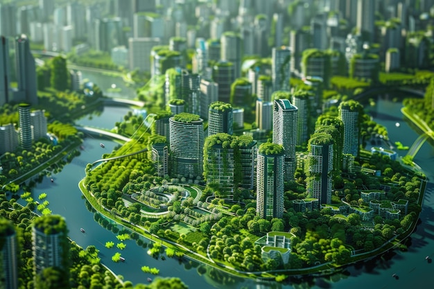 Photo vision of sustainable urban planning showcasing green infrastructure