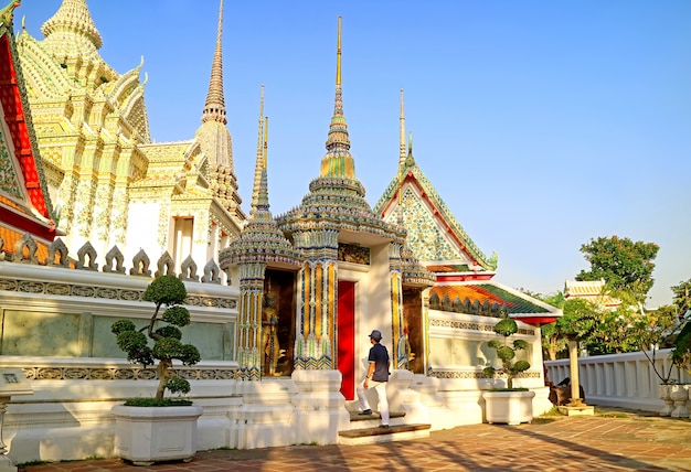 Visitor Entering to Temple of the Reclining Buddha or Wat Pho Old City of Bangkok Thailand