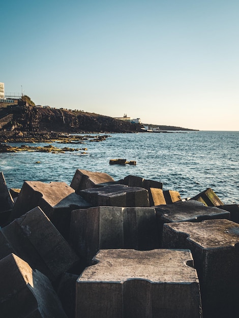 Vista del atardecer desde el rompeolas de Bajamar Tenerife