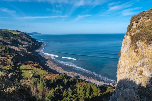 Vista towards Deba walking along the coast from Deba to Zumaia. Basque Country