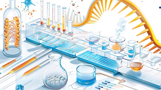 Visual aid Molecular Genetics Techniques illustrating method such PCR gel electrophoresis DNA