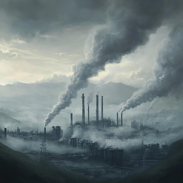 Photo a visual of atmospheric chemistry and the formation of smog