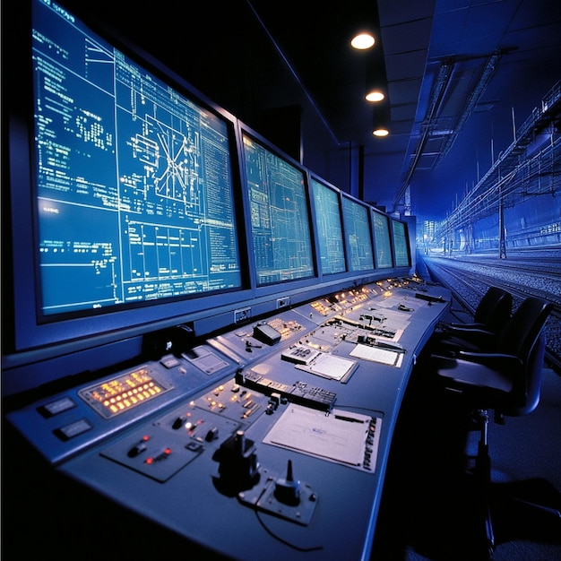 Photo the visual display of signaling and communication systems in a railway operations center