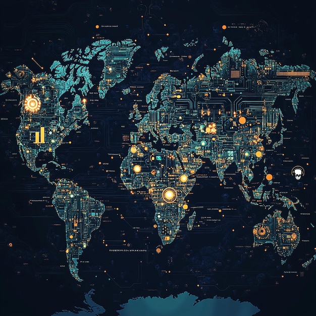 A visual of a global map with locations of various startup incubators and accelerators