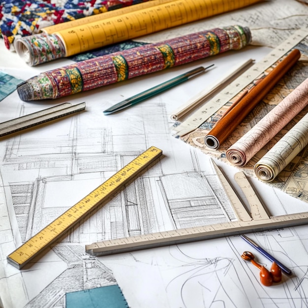 Photo a visual guide to pattern drafting tools like curves and rulers