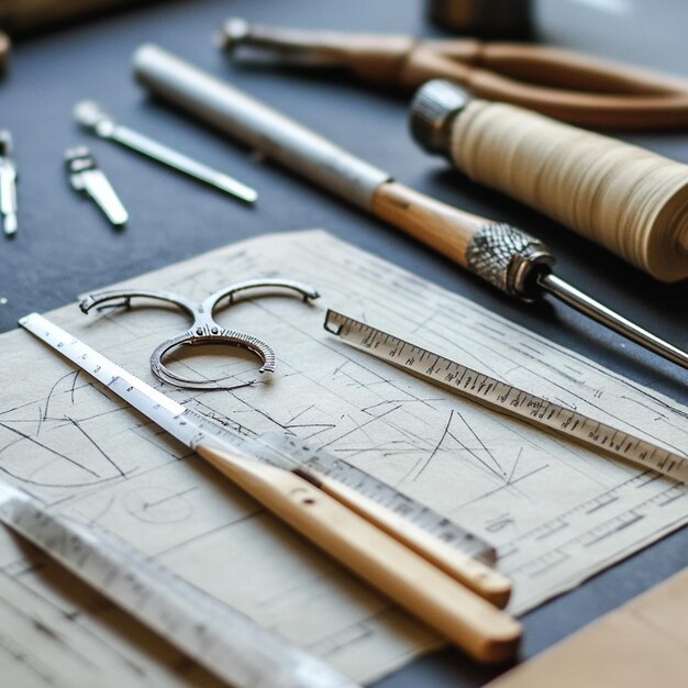 Photo a visual guide to pattern drafting tools like curves and rulers