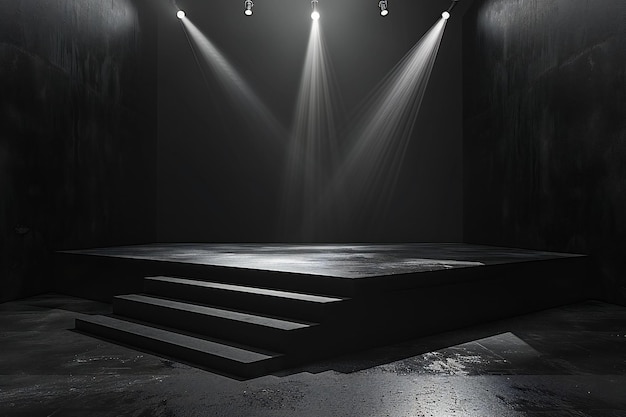 Visual highlighting black background with spotlight product display on a presentation stage abstra