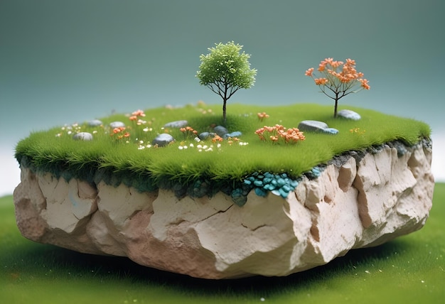 visual of a miniature piece of land floating in midair