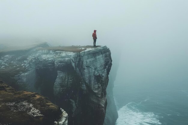 Photo visual of a person standing at the edge of a cliff metaphor for mental health crisis