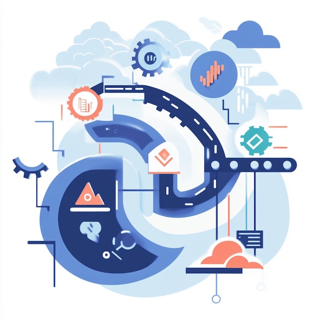 Photo a visual representation of continuous integration and continuous deployment cicd