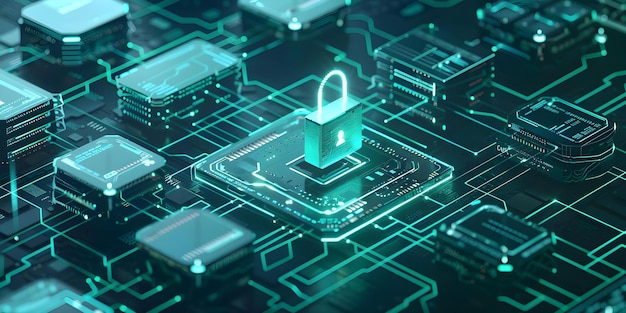 Photo visual representation of network security protocol layers highlighting cybersecurity strategies with text on the margins concept network security layers cybsersecurity strategies