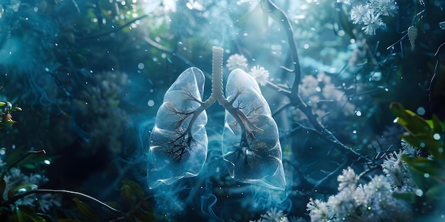 Photo visual representation of pulmonary edema39s impact on breathing concept medical illustration respiratory health breathing difficulties pulmonary conditions anatomy and physiology