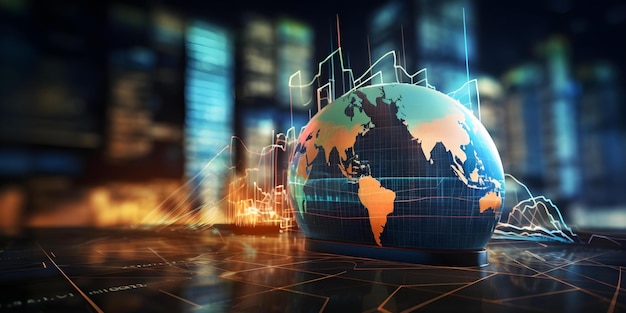 Visual Representation of Stock Market Growth and Global Trade on Digital Display Concept Stock Market Growth Global Trade Visual Representation Digital Display