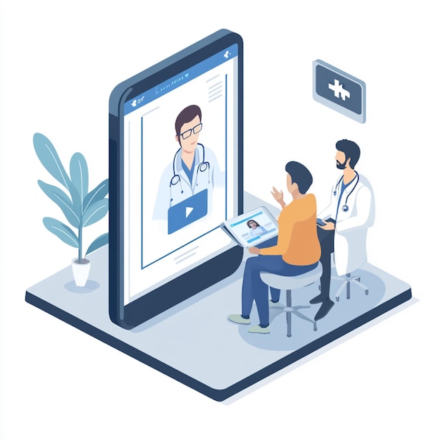 Photo a visual representation of a virtual health checkup with a doctor consulting a patient through vide