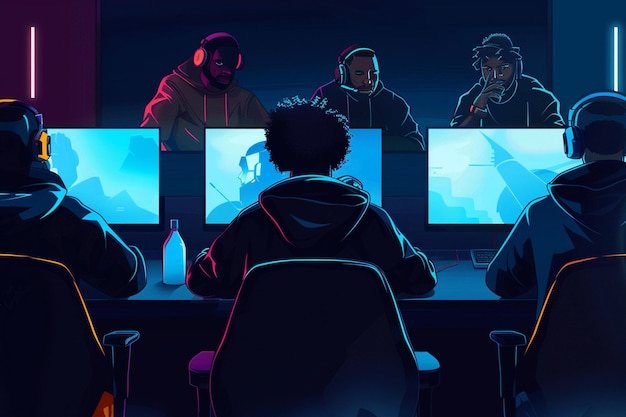 Visual representations of Black esports teams stra generative ai