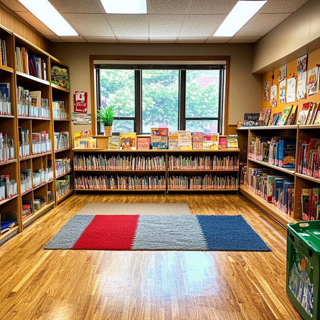 Photo a visual of a wellorganized classroom library with a diverse selection of books