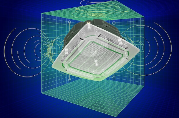 Visualization 3d cad model of Ceiling Cassette Unit Indoor Unit of Air Condition blueprint 3D rendering