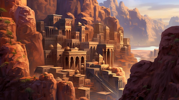 The visualization of the glorious city of Petra background