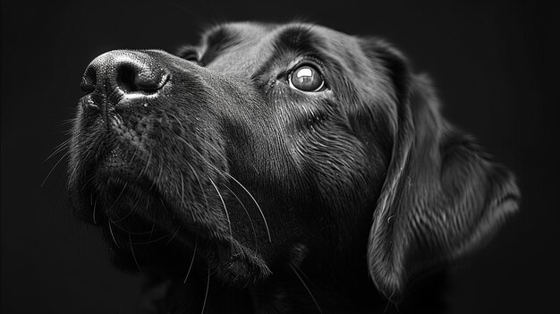 Photo visualize an elegant canvas portraying the expressive face of a black lab photorealistic ultra sharp