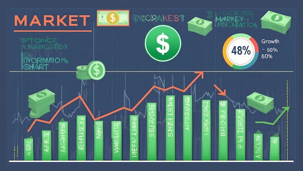 Photo visualize growth and success in finance with charts and currency