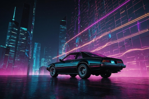 Visualizer retro wave wallpaper with Unreal Engine