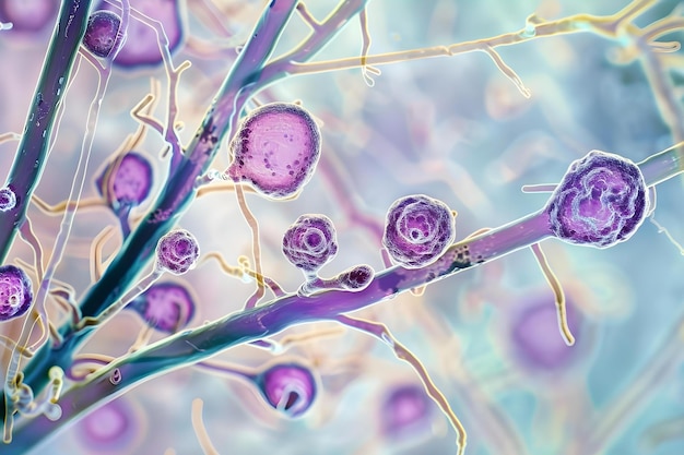 Visualizing Aspergillus Fungal Hyphae in a Lung Cell Block Specimen Obtained through Bronchoalveolar Lavage Concept Lung Histopathology Aspergillus Infection Fungal Hyphae Bronchoalveolar Lavage